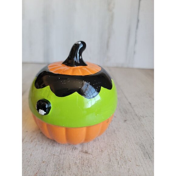 Light up AS IS Frankenstein pumpkin ceramic Halloween home decor figure - Picture 7 of 11